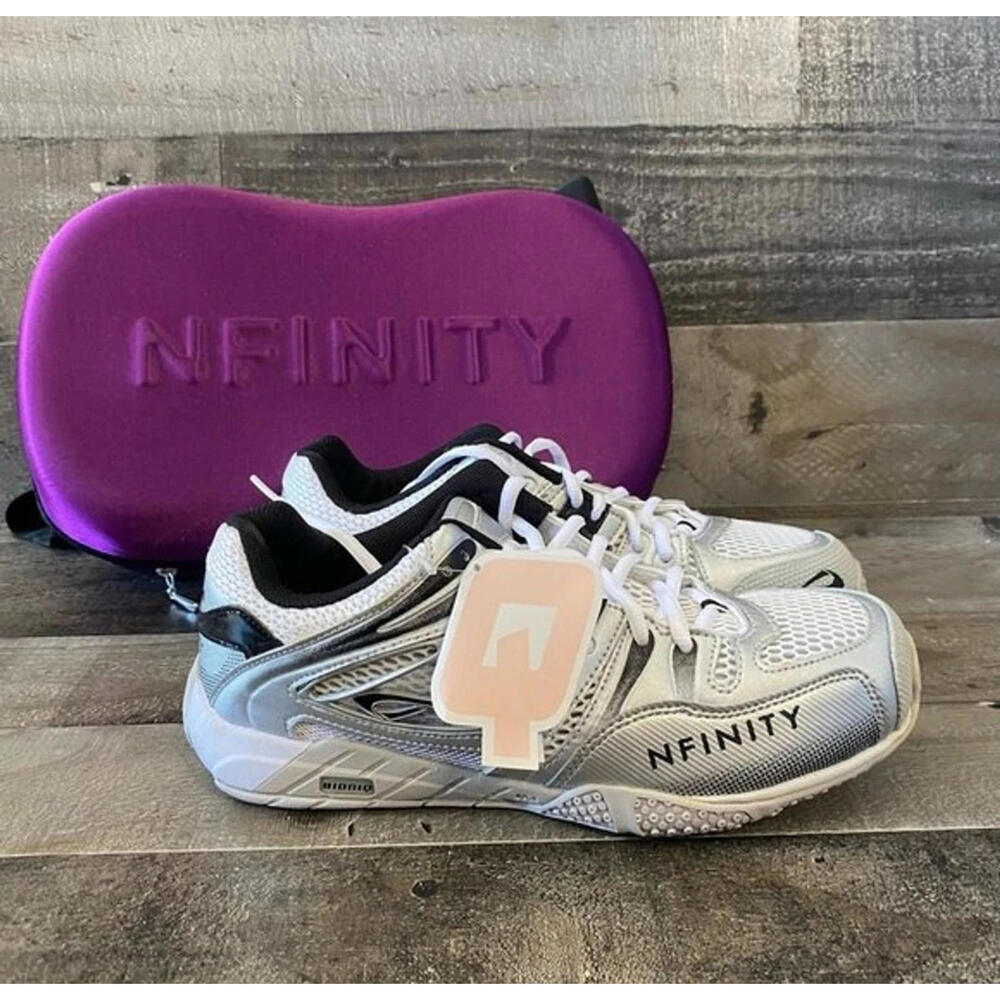 NFINITY Bioniq 2.0 Cheer Cheerleading Shoes Womens Silver White Back NEW 12